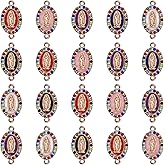 WenRity 36Pcs 6Colors Virgen de Guadalupe Charm Alloy Enamel Rhinestones Our Lady Link Charms Pendant for Diy Mexican Bracelet Jewelry Making