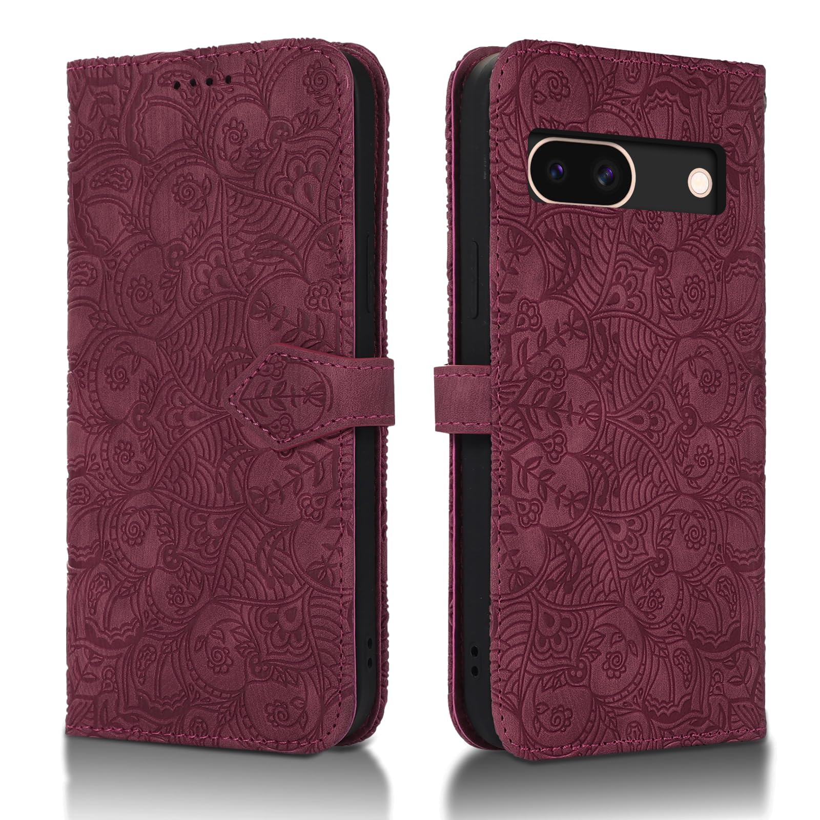 Succtopy Case for Google Pixel 8a 5G PU Leather Flip Case Cover Mobile Flip Book Cases with Magnetic Closure for Google Pixel 8a 5G Wine Red — image 1