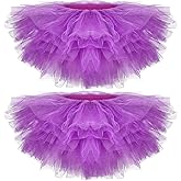 Zhanmai Tutu Skirt Women Adult Classic Elastic 5 Layered Short Tulle Skirt 80's Dance Carnival Costume for Lady
