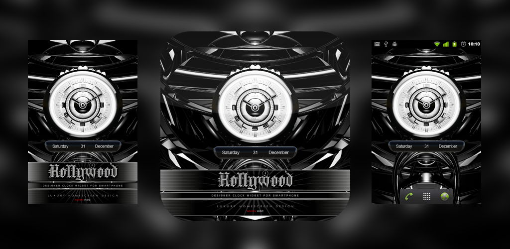 Hollywood Beautiful Clock Widget Theme for Android