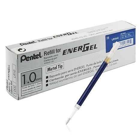 Pentel LR10-C Nachfüllmine für EnerGel-Stifte, 12 Stück, blau, 0,5 mm Strichstärke, 1,0 mm Kugeldurchmesser