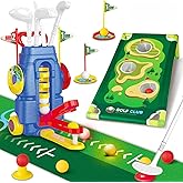 Fistone Toddler Golf Set with Foot-Pedal Launcher- 3 in 1 Kids Golf Toy with Golf Cornhole Board & Putting Mat | Indoor & Outdoor Golf Toys - Birthday Gift for Boys & Girls Age 3-8