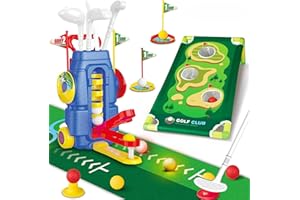 Fistone Toddler Golf Set - 3 in 1 Kids Golf Toy with Golf Cornhole Board & Putting Mat | Indoor & Outdoor Golf Toys - Birthda