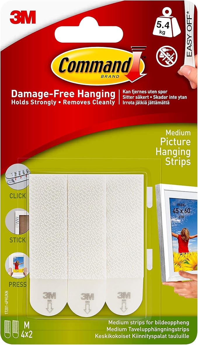 Command Picture Hanging Strips, Medium, White, 4Strips (172014PKES), Picture Hangers Amazon