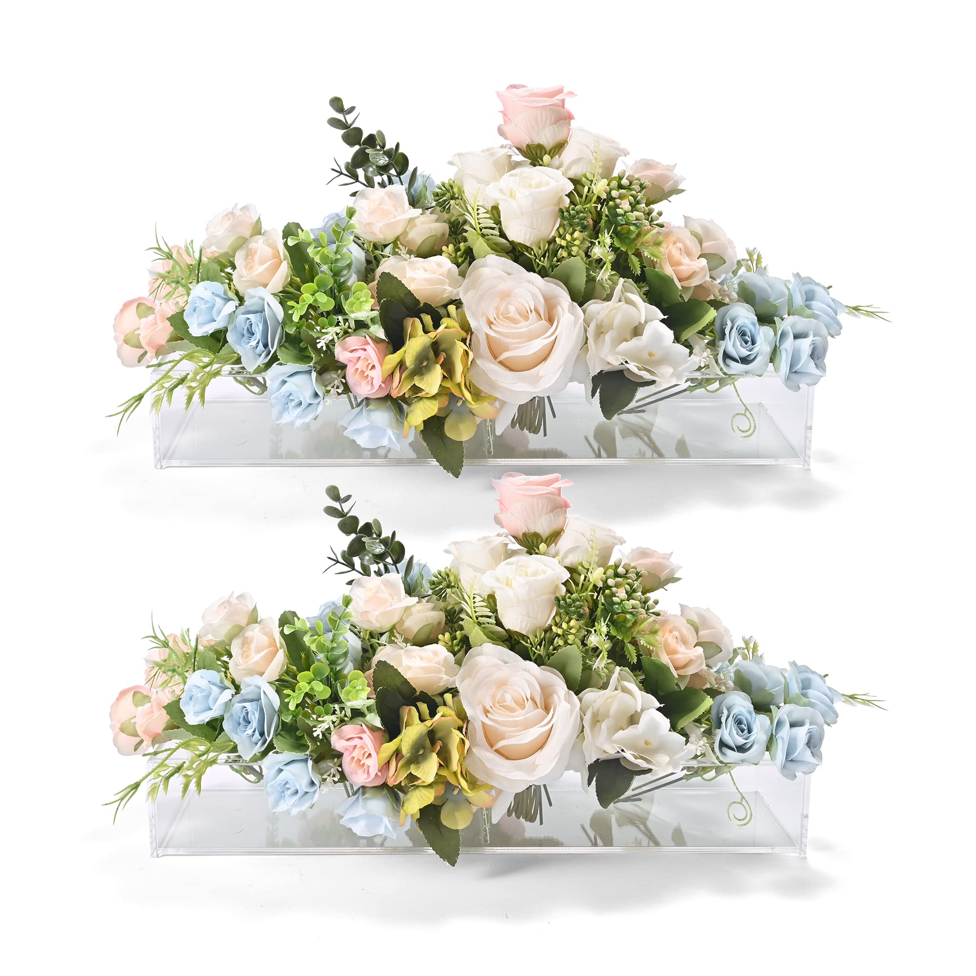 Sparkle Race 2Pcs Acrylic Flower Vase for Centerpieces, 31.5" Rectangle Modern Vases for Decor Wedding Centerpieces for Tables, Decorative Clear Vases for Home Kitchen & Dining Room Tables Decor