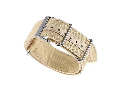 22mm Cream-White High-end Soft Comfortable Military Canvas NATO Style Watch Bands Straps Replacements for Men�