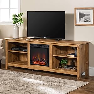 WE Furniture AZ70FP18BW Wood Media Fireplace, 70", Barnwood