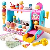 JOVA lalalark Ice Cream Making Toy for Kids, Scoop Ice Cream Play Set with Color-Changing Cones, Play Store Ice Cream Shop Toy, Kitchen Pretend Play Food Toy, Gifts for Girls Boys 3 4 5+ Year Old