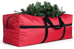 HaoHakka Christmas Tree Storage Bag 7.5ft 4ft 5ft 6ft 7ft 9ft, Christmas Tree Heavy Duty Storage Bags 1680D Oxford Red