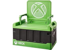 Numskull Xbox 2-in-1 Toy Storage Box & Folding Chair - Gaming Accessory Organizer with lid and handles for Family Rooms, Official Microsoft Merchandise