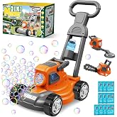 Bubble Lawn Mower for Kids, 3-in-1 Bubble Machine Toy Ages 3-8, 10 Packs | Pretend Gardening Play, Push Toy for Toddlers, Summer Outdoor Gift for Boys and Girls, CPSIA Certified