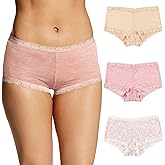 Maidenform Women's Underwear Boy Shorts Pack, 3-Pack, Microfiber Boy shorts Underwear Women Pack, Lace Panties for Women