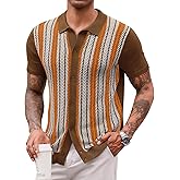 Runcati Mens Knit Polo Shirts Vintage Casual Short Sleeve Shirt Golf Button Down Old Money Sweater
