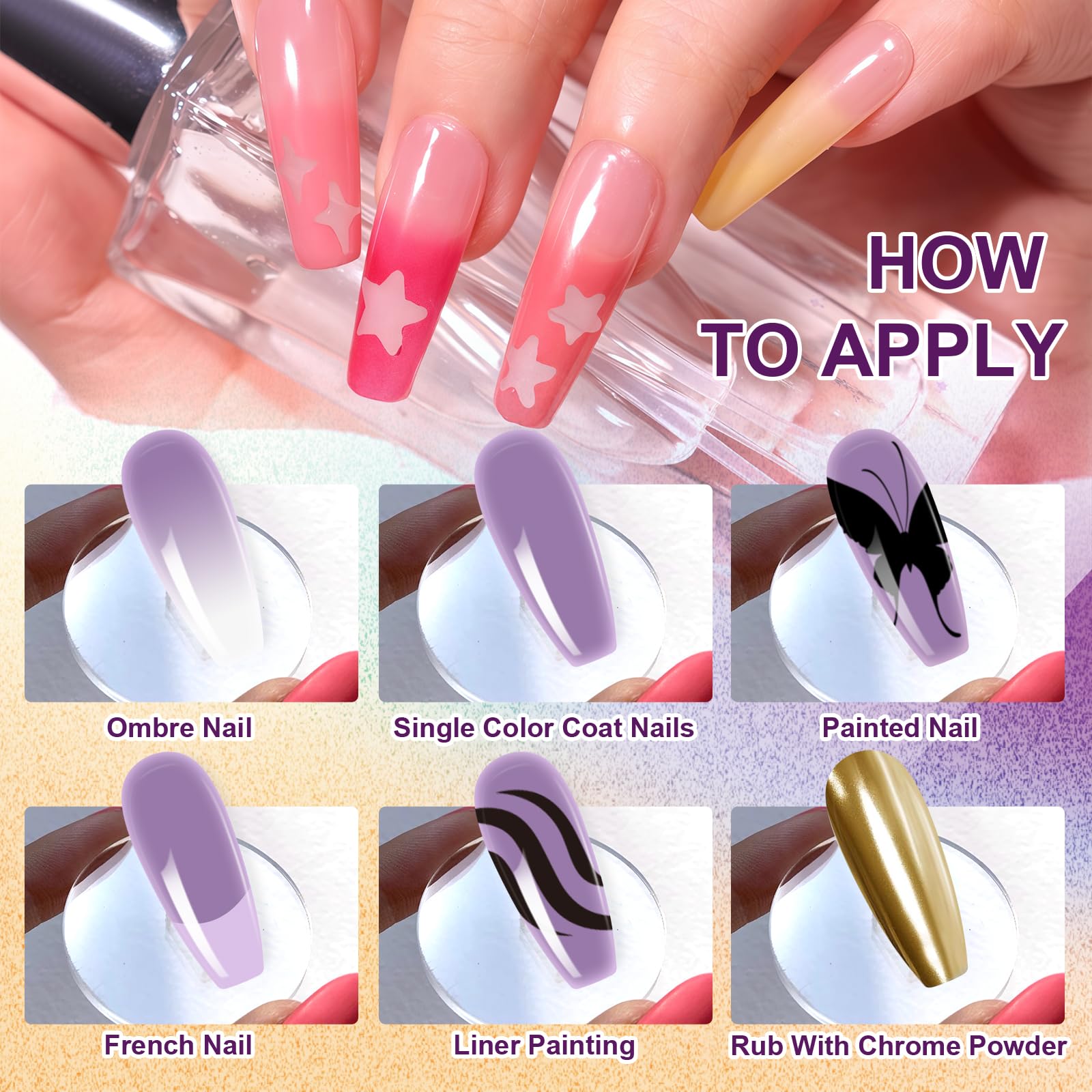 U-Shinein Gradient Painting Gel, 9 Colors Ombre Gel Nail Polish with 100Pcs Nail Sponges & 4 Claws Metal Grabber Sponging for Ombre Nails Aura Nails French Manicure Soak Off UV DIY Nail Art (11) - Image 3