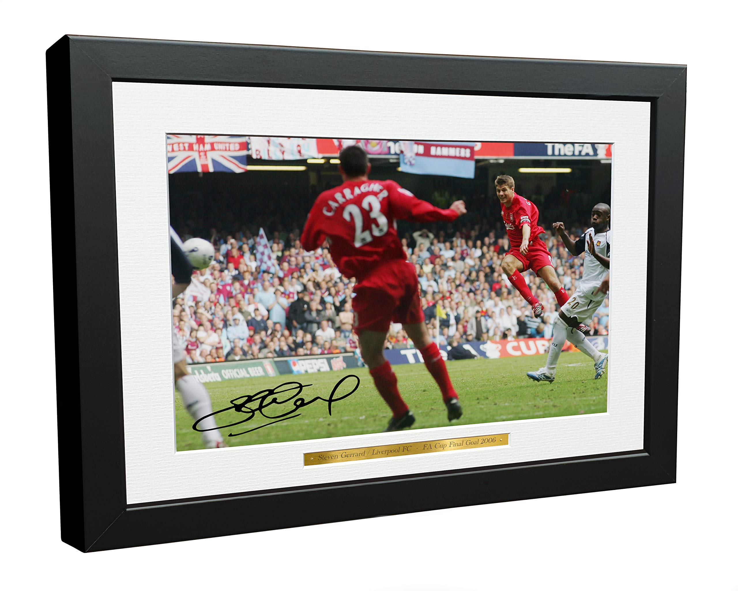 Kitbags & Lockers Steven Gerrard '2006 FA Cup Goal' 12x8 A4 Liverpool Autographed Signed Photo Photograph Picture Frame Soccer Gift Poster