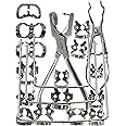 New Premium Dental Rubber Dam Clamps Set |Rubber Dam Kit Starter with Frame |Rubber Dam Punch Plier |Rubber Dam Clamps Forceps | Rubber Dam Clamps Dental Instruments (20 Piece Set)