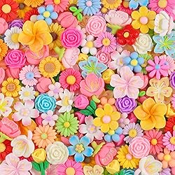 100Pcs Flowers Slime Charms Assorted Cute Decoden