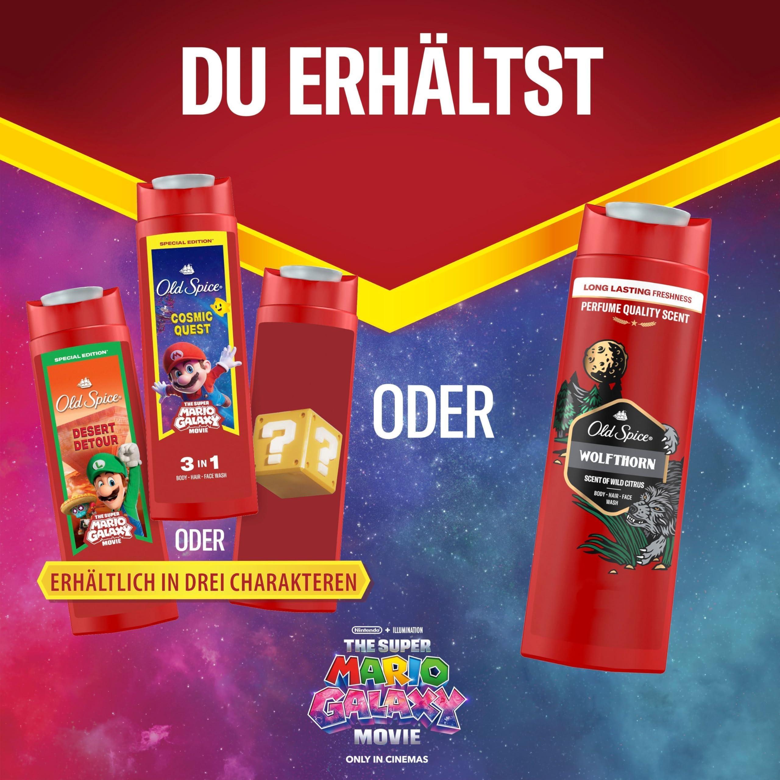 Old Spice Super Mario Galaxy Movie Special Edition 3-in-1 Duschgel für Haar, Gesicht und Körper 250 ml, langanhaltende Frische, Duft in Parfumqualität 3