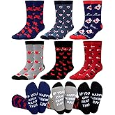 Berlune 6 Pairs Valentine Socks for Men Novelty Heart Love Cotton Crew Dress socks Funny Valentine Gifts for Men, Us Shoe Size 7-12