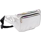 Holographic 80s 90S Rave Stars Neon Transparent Gravel Fanny Pack for Women - Great Waist Pack for Games, Concerts, Rave, Festival, Travel
