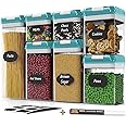 Airtight Food Storage Containers for Pantry Organization & Storage - 7 PC Pantry Organizer Plastic Containers for Food with Flip Lock Lids - Stackable Sugar Container & Food Storage Canisters (Teal)