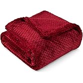 PAVILIA Maroon Red Throw Blanket for Couch, Twin Bed, Soft Fleece Throws for Sofa Chair, Fuzzy Waffle Textured Blanket, Cozy Warm Lightweight All Season Blanket Throw, 60x80