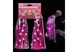 Brightz SparkleBrightz LED Light Up Bike Streamers, 2-Pack - LED Light Up Tassels for Bikes & Scooters - Add Glimmer & Shine to Your Handlebars - Batteries Included