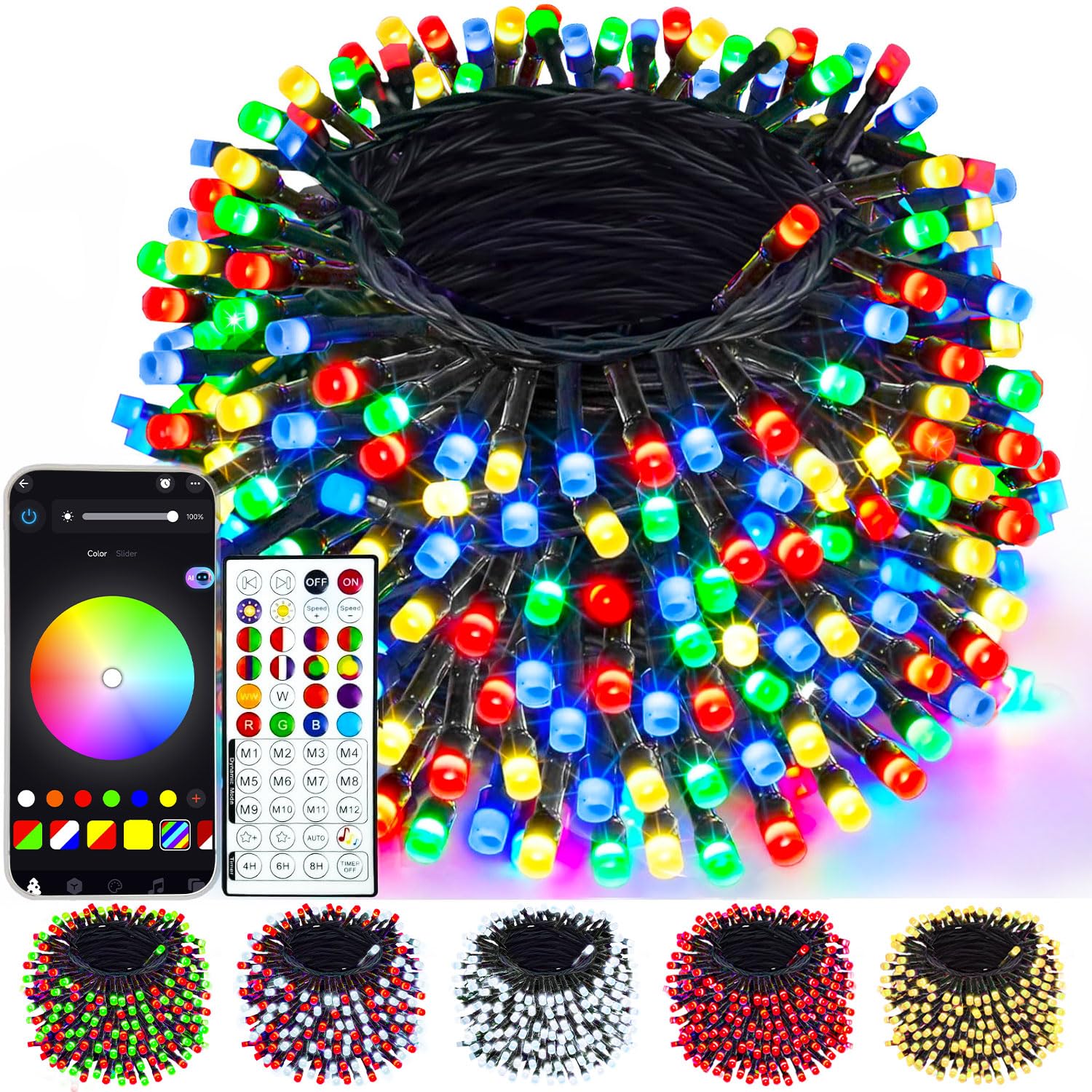 Photo 1 of 240LED Smart Color Changing Christmas Lights App Controlled, 95FT Waterproof RGB Twinkle String Light Music Sync Multiple Modes, Christmas Lights with Remote & Timer Indoor Outdoor Xmas Decorations