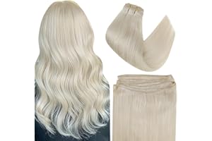 Easyouth Blonde Sew in Hair Extensions Real Human Hair Platinum Blonde Weft Hair Extensions Real Human Hair Platinum Blonde Weft Hair Extensions Human Hair 18inch 100g