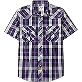 Dubinik® Western Shirts for Men Short Sleeve Plaid Pearl Snap Shirts for Men Button Up Shirt Cowboy Casual Work Shirt