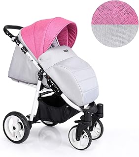 Clamaro 'Foxter' Kinderwagen Sportwagen Buggy mit Liegefunktion, Aluminium Rahmen zusammenklappbar, 360° Schwenkräder, verstellbare Griffhöhe, Rückenlehne und Fußablage - Rahmen: Weiß, Design: 3