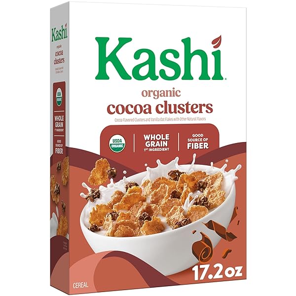 KASHI BREAKFAST CEREAL, ORGANIC, WHOLE GRAIN, COCOA CLUSTERS, 17.2OZ BOX (1 BOX)