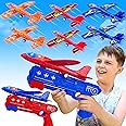 6 Pack Airplane Launcher Toys, 2 Flight Modes LED Foam Glider Catapult Plane, Outdoor Flying Toy for Kids, Birthday Gifts for Boy Girl 4 5 6 7 8 9 10 11 12 Year Old, B-Day Party Supplies