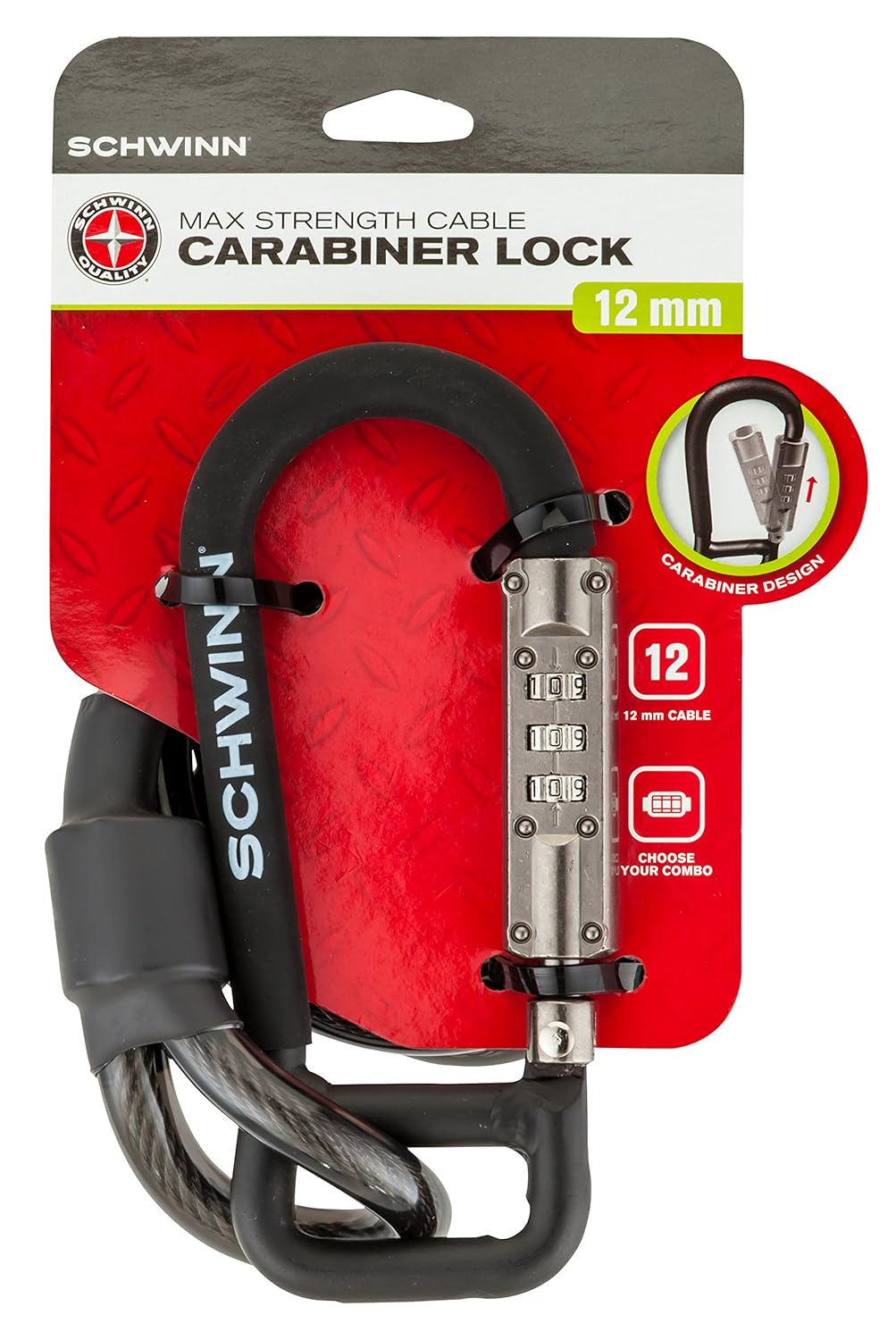 Schwinn Carabiner Combination Cable Lock Sports & Outdoors Bike Locks