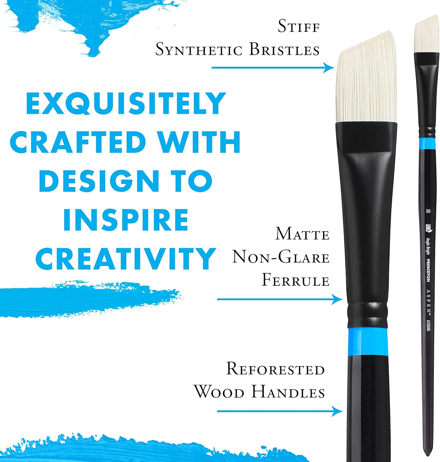 Princeton Aspen, Series 6500, Synthetic Paint Brush for Acrylics and Oils, Filbert, 4