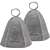 Metnuora Sauna Hat 2-Pack, Wool Sauna Hat for Women and Men Russian Banya Cap - Ultra Soft, Breathable for Bath Sauna Accessories, Grey