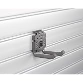 HandiWall 4" Double Hook with Locking Bracket for Tool Storage on Garage Slatwall Panels