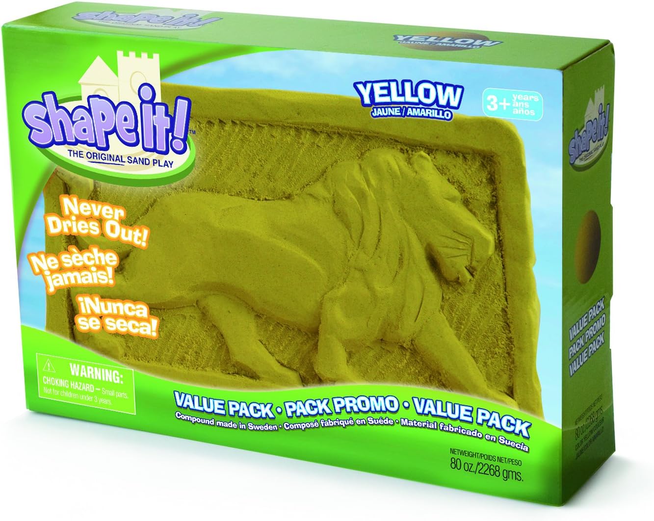 Constructive Playthings DEL-3 Yellow Shape It! Sand 5 lb. Box 10.9" L. x 2.4" W. x 7.5" H.