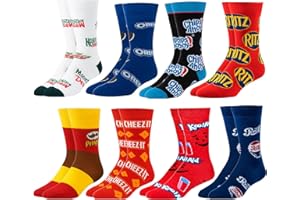 Crazy Socks–Snack Food Value Bundle – 8-Pack Novelty Crew Socks Gift Set Large Sizes for Men and Women, Soft & Comfortable