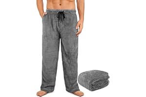 Wenouy Mens Plush Pajama Pants Fluffy Fuzzy Ultra Soft Fleece Christmas Bottoms Sleepwear PJ Lounge Pants with Pockets