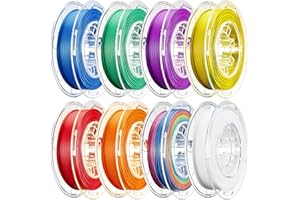AOSEED 3D Printer Filament Bundle, 1.75mm (± 0.03 mm) PLA Filament Set for Most of 3D Printer,Purple/Green/Blue/Yellow/White/Iridescent/Red/Orange, 200g/0.44lbs x 8 Spools Pack
