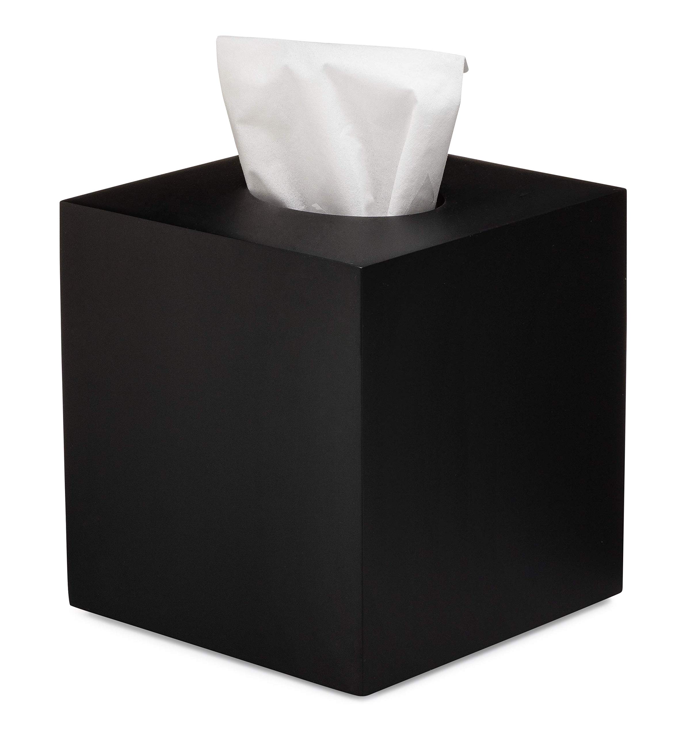 Photo 1 of Essentra Home Matte Black Collection Square Tissue Box Cover