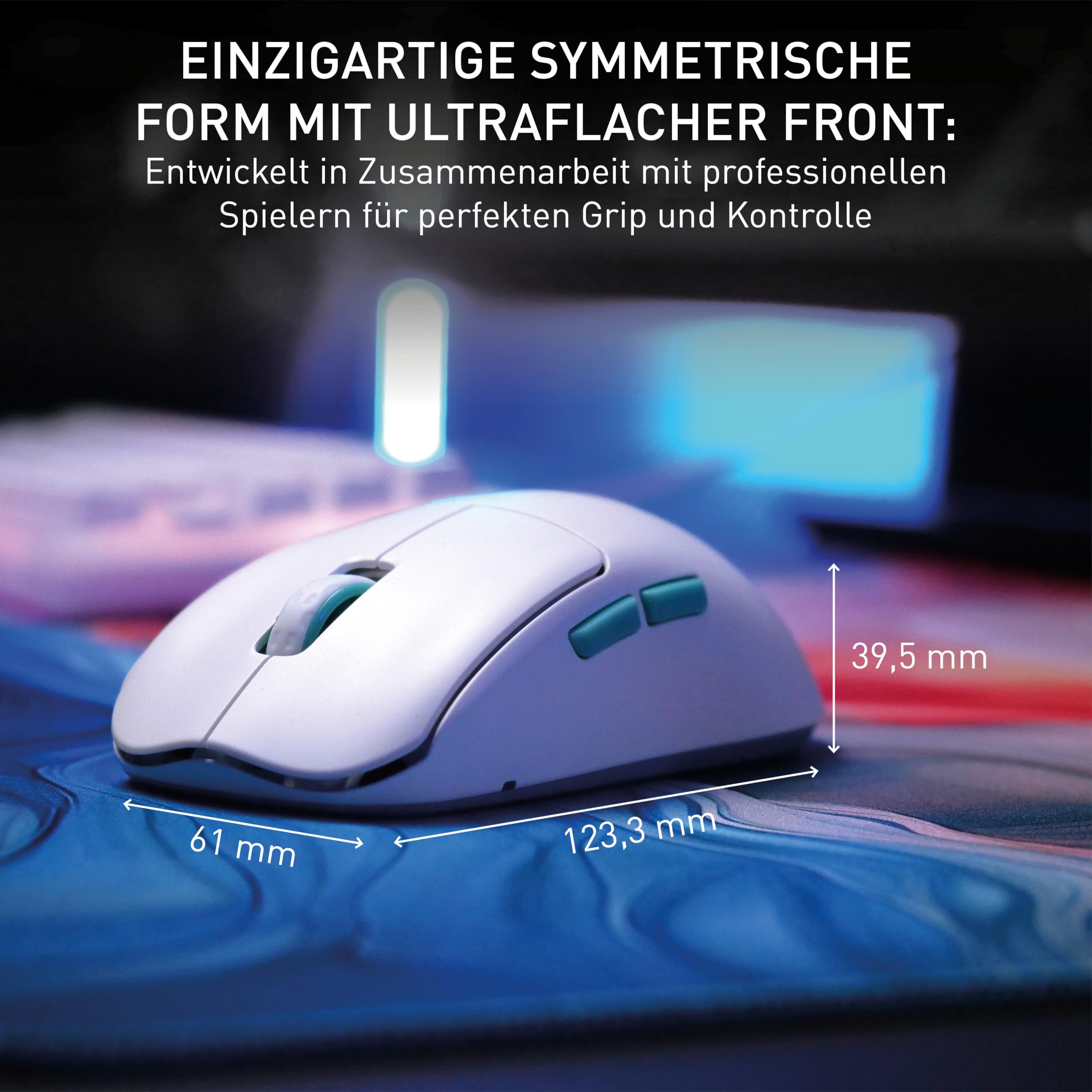 CHERRY XTRFY M68 Wireless, Ultraleichte Kabellose Gaming-Maus, 2,4 GHz Funk, Optimiert für esports, Symmetrische Form mit Besonders Niedriger Front, Weiß 3