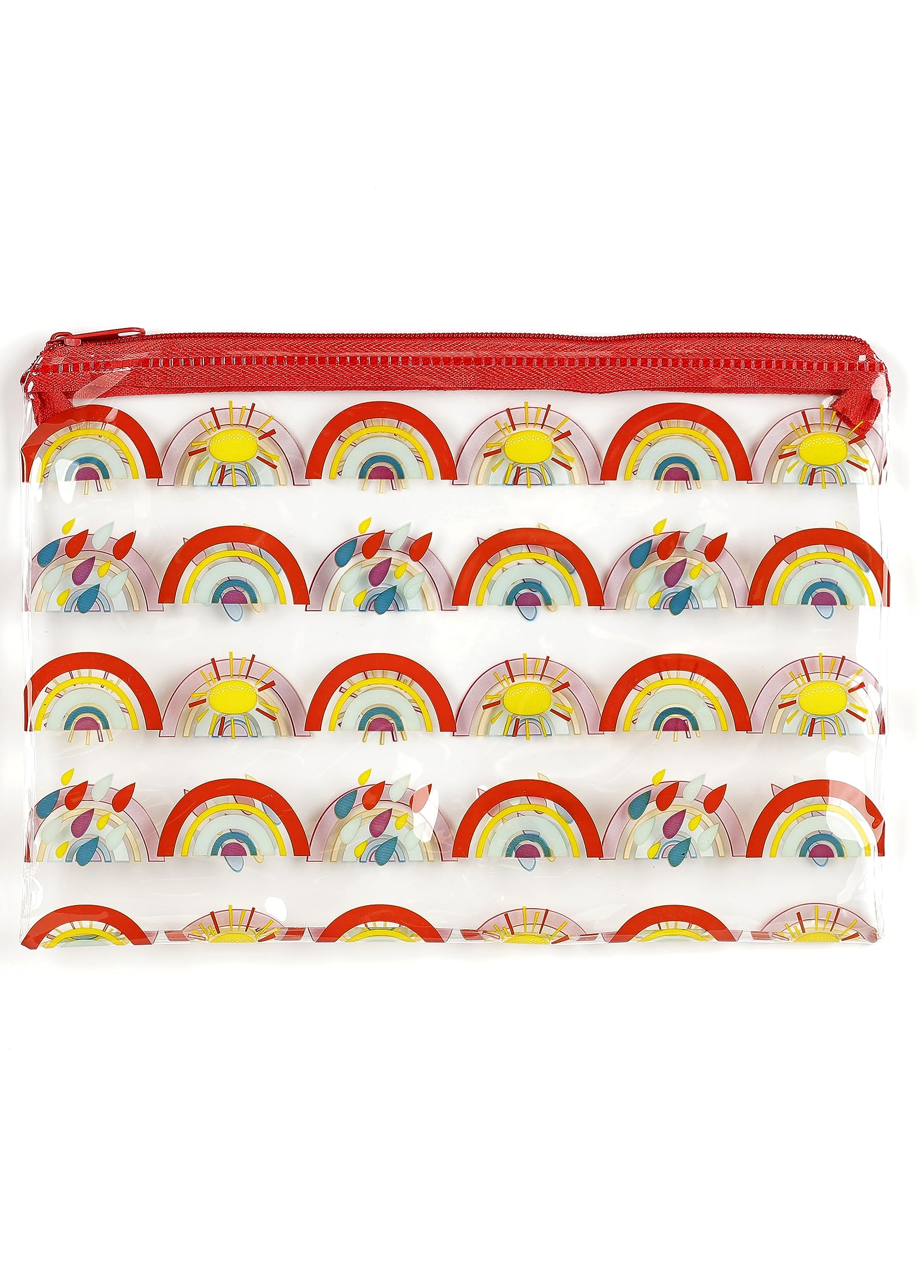 Puckator Somewhere Rainbow Design Clear Pencil Case, Height 14cm Width 20.5cm