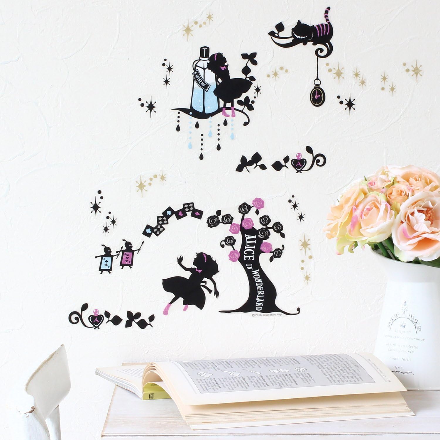 Amazon Co Jp サンコーマーク工業 ハウスジーダ ウォールステッカー アリスとチェシャ猫 Ews 377 ホーム キッチン