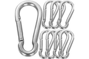 HNBUN 10PCS 4” Spring Snap Hooks, 3/8” Diameter Heavy Duty Carabiner Clip Large Stainless Steel Spring Clips, M10 Carabiner Big Spring Buckles for Swing, Hammock, Gym, Sun Shade, 770 Holding Capacity