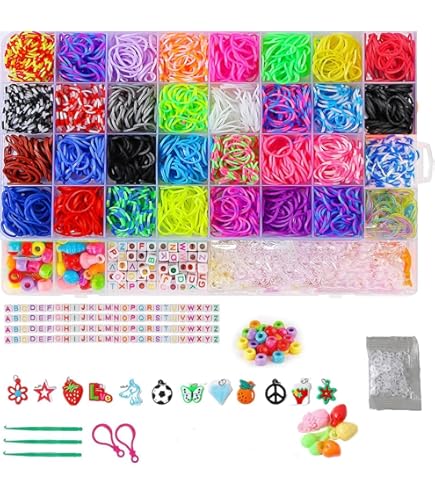 FUNZBO 2200 Loom Rubber Bands For Bracelet - Colorful Jewelry Making Kit For Kids Craft And Art - Band For Girls Age 5 6 7 8 9 Year Old (Medium