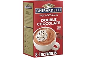 GHIRARDELLI Double Chocolate Hot Cocoa Mix, 8 Single-Serve Packets Rich and Decadent Hot Cocoa Made with Premium Chocolate