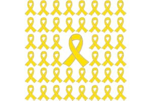 JOIXY 25/50/100 pcs Metal Yellow Ribbon Pin Awareness Ribbon Pin Bone Cancer Awareness Support Campaign Charity Donation Event Gift Accessories Yellow Ribbon Awareness Brooch