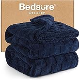 Bedsure GentleSoft Blankets Queen Size for Bed - Super Soft Cozy Blanket for Women Men Girls, Large Fuzzy Fleece Throw for Bedroom Decor, Navy, 90x90 Inches